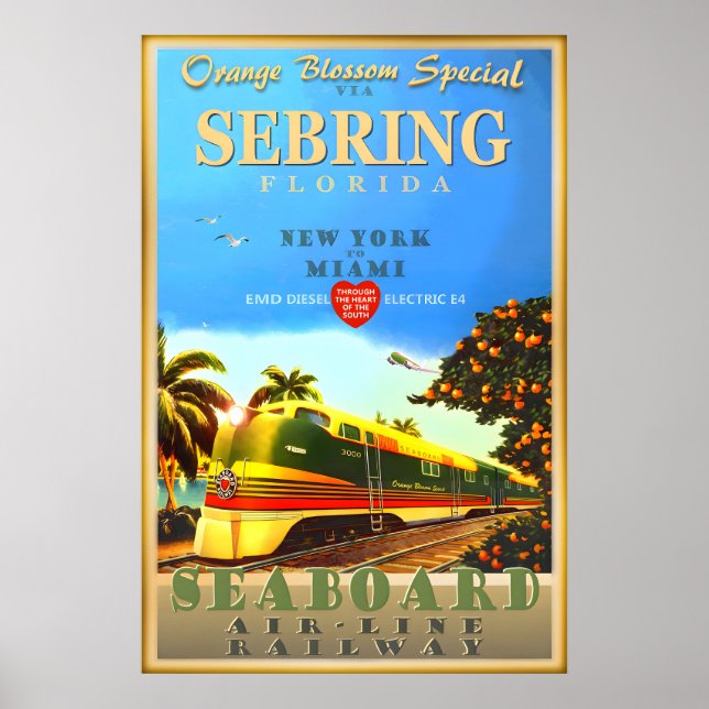 Sebring Florida Orange Blossom Special Train Art Poster (Front)