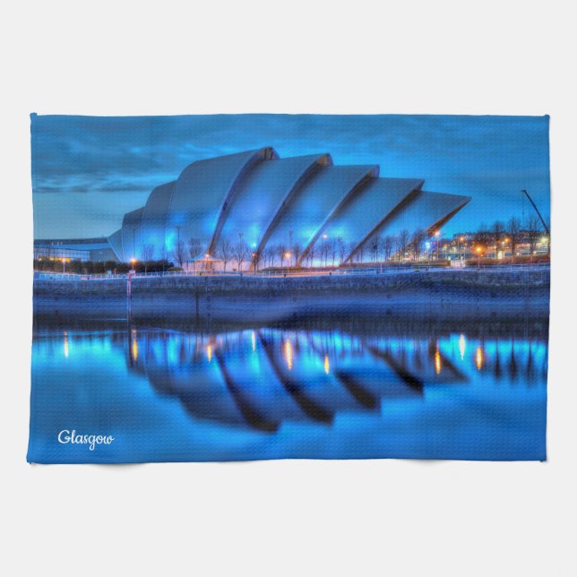 SEC Armadillo, Glasgow Kitchen tea towel (Horizontal)