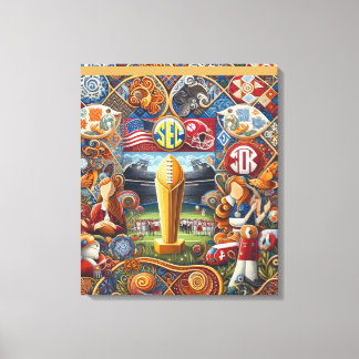 SEC Championship Folk Art Stretched Canvas Print