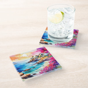 "Secluded Beach"  Glass Coaster