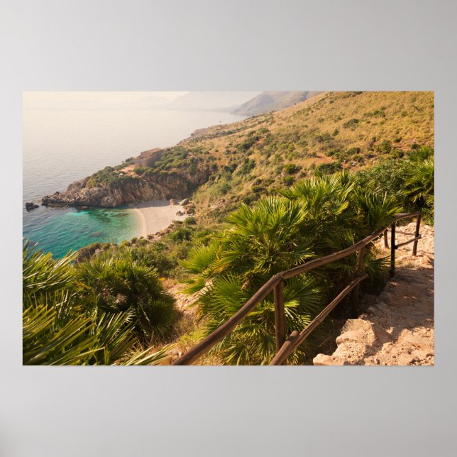 Secluded beach in Lo Zingaro, Sicily Poster (Front)