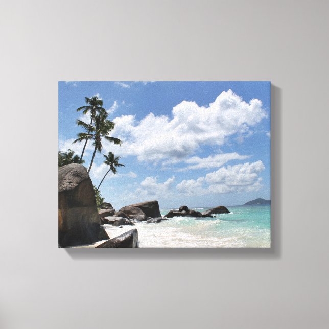 Secluded beach in Seychelles Canvas Print (Front)
