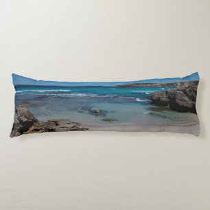 Secluded beach on your bed body cushion