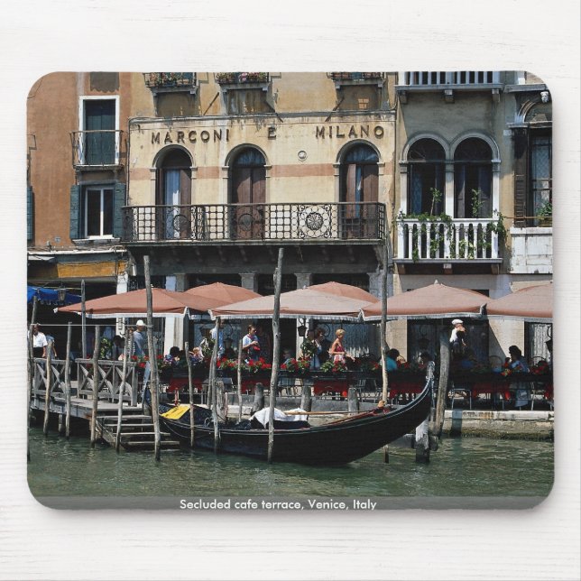 Secluded cafe terrace, Venice, Italy Mouse Mat (Front)