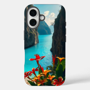 secluded lagoon nestled among imposing limestone iPhone 16 case