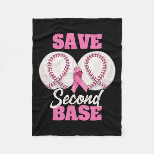 Second 2nd Base Fun Baseball Breast Cancer Awarene Fleece Blanket