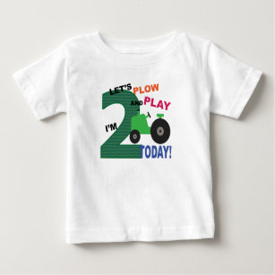 Second 2nd birthday- green tractor plow and play baby T-Shirt