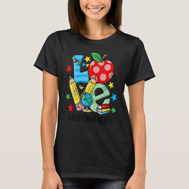 Second 2nd Grade Teacher Student First Last 100 Da T-Shirt (Front)