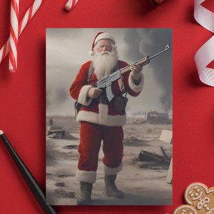Second Amendment Anti Woke Santa Funny Christmas Holiday Card