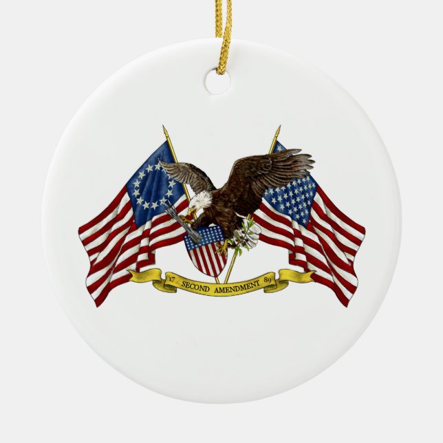 Second Amendment Liberty Eagle Ceramic Tree Decoration (Front)