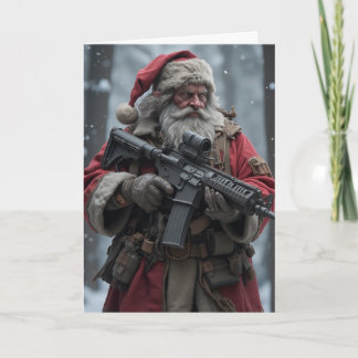 Second Amendment Patriotic Santa Claus Christmas Card