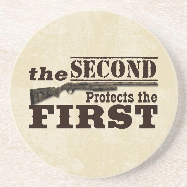 Second Amendment Protects First Amendment Coaster (Front)