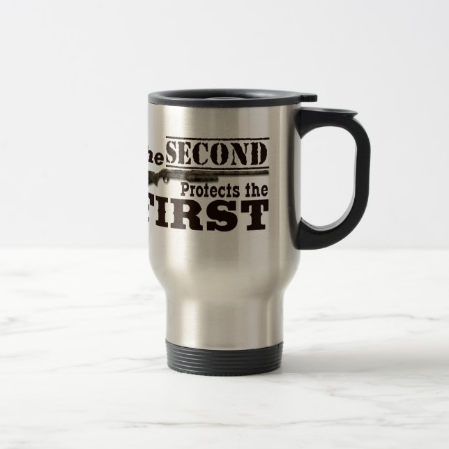 Second Amendment Protects First Amendment Travel Mug (Right)