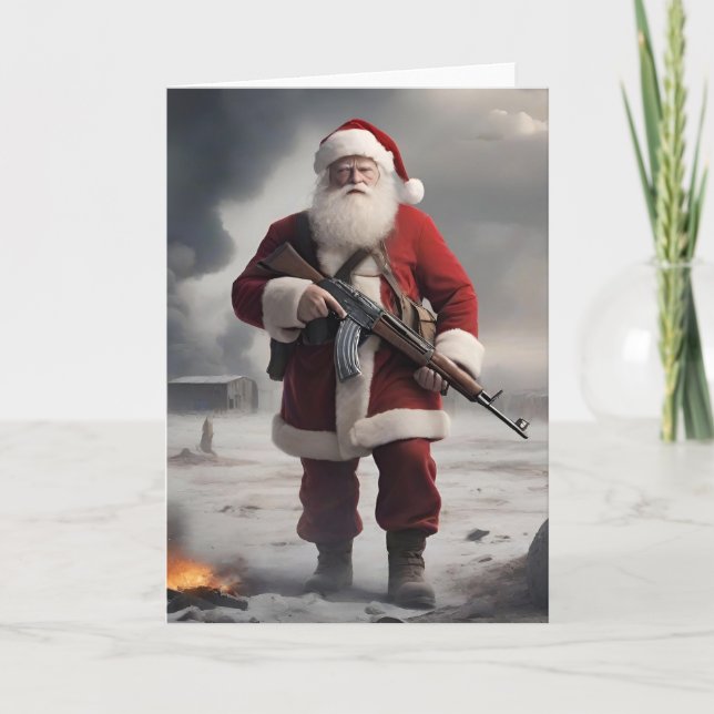 Second Amendment Santa Funny Christmas Holiday Card (Front)