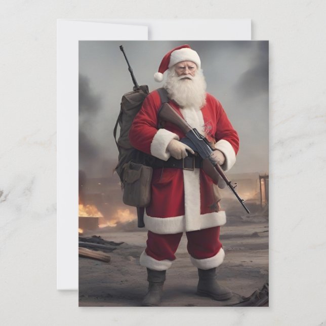 Second Amendment Santa Funny Christmas Holiday Card (Front)