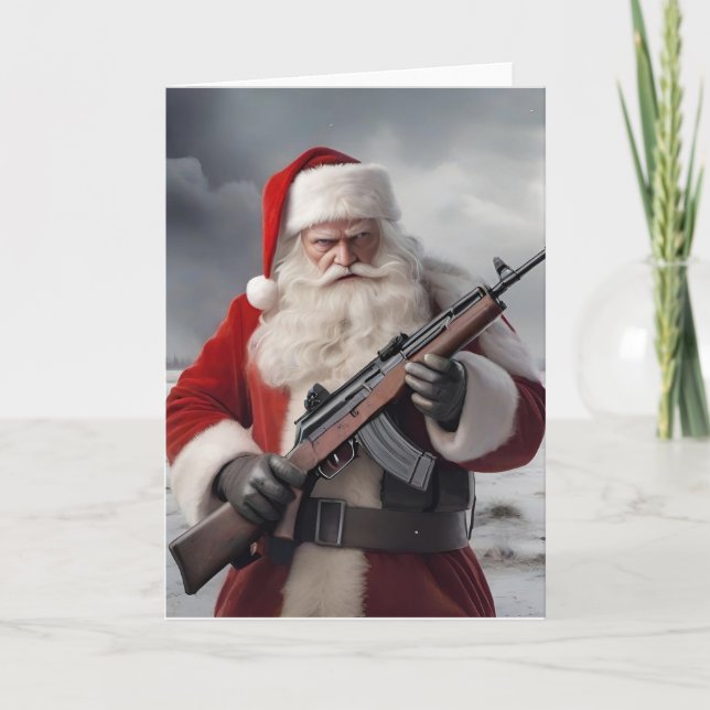Second Amendment Santa Funny Christmas Holiday Card (Front)