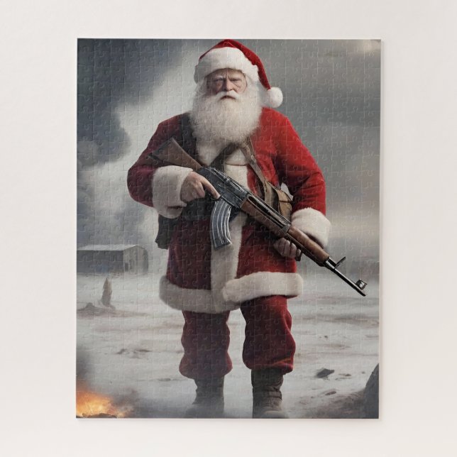 Second Amendment Santa Funny Christmas Jigsaw Puzzle (Vertical)