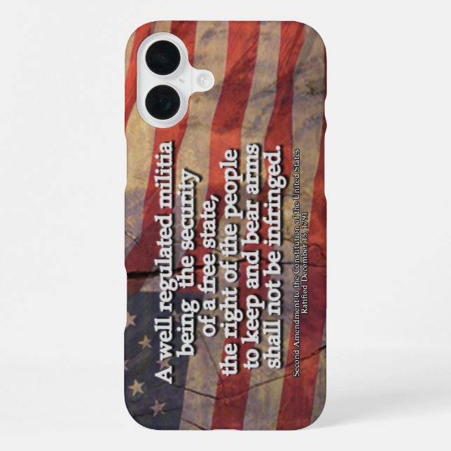 Second Amendment Typography Rustic US Flag  iPhone Case (Back)