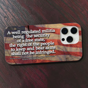 Second Amendment Typography Rustic US Flag iPhone 15 Pro Max Case
