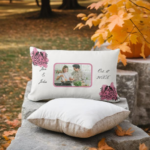 Second Anniversary Lovebirds With Photo Lumbar Cushion