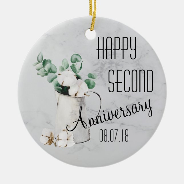 Second Anniversary Porcelain Ornament (Front)