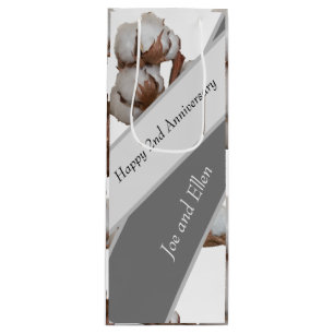 Second Anniversary with Cotton plant Wine Gift Bag