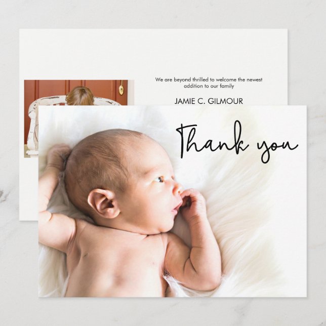Second baby birth Announcement Photo Thank you (Front/Back)