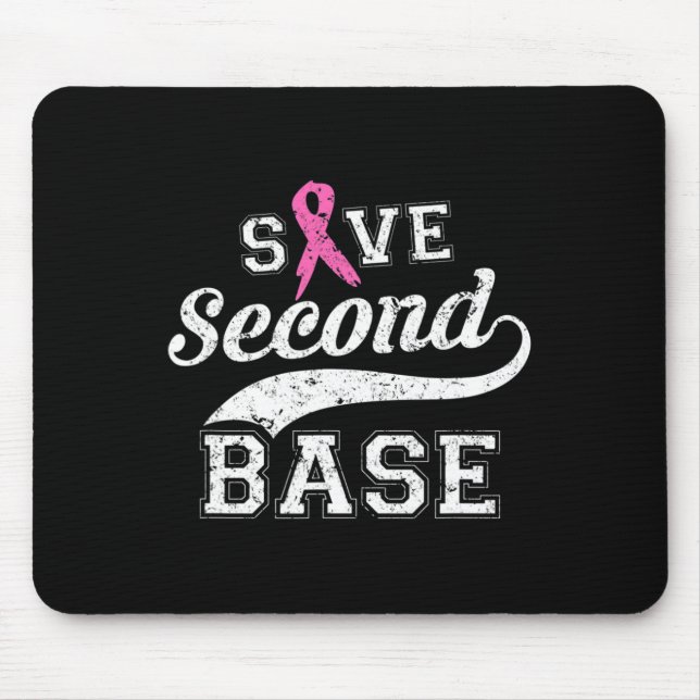 Second Base Pink Ribbon Breast Cancer Awareness  Mouse Mat (Front)