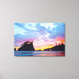 Second Beach at sunset, Washington Canvas Print