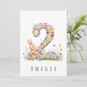 Second Birthday Floral Bunny Card