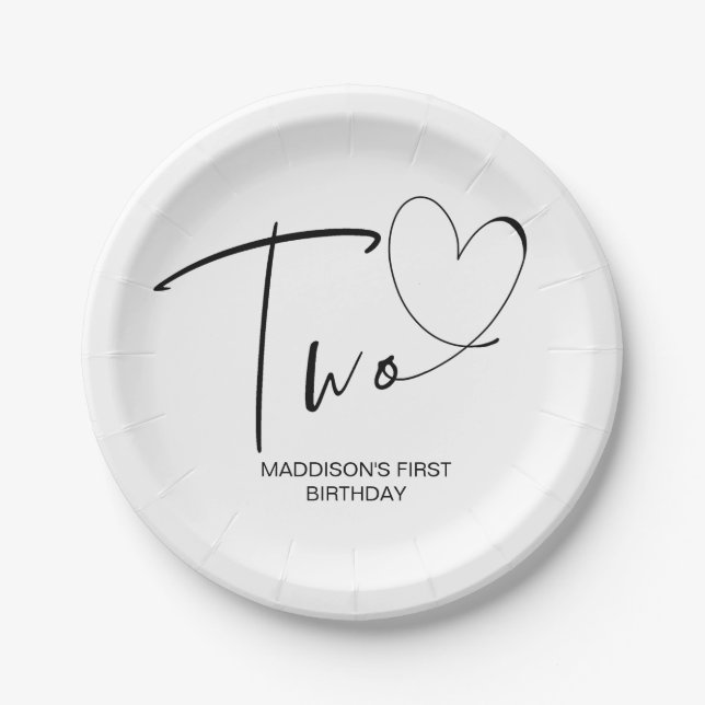 Second Birthday Party Decor Two Birthday Paper Plate (Front)