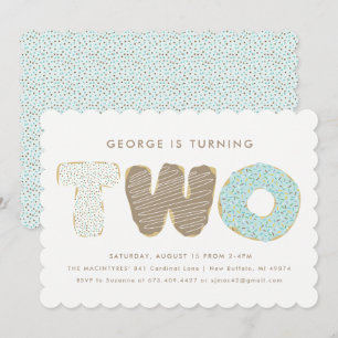 Second Birthday Party Doughnut Theme Invitations