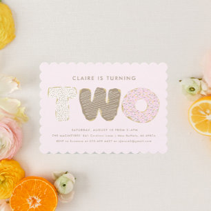 Second Birthday Party Doughnut Theme Invitations