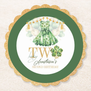 Second Birthday St Patrick's Day Personalised Paper Coaster