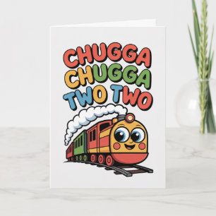 Second Birthday Train Chugga Chugga Two Art Card