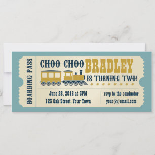 Second Birthday Train Ticket Invitation