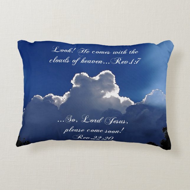 Second Coming Inspirational Scripture Decorative Cushion (Back)