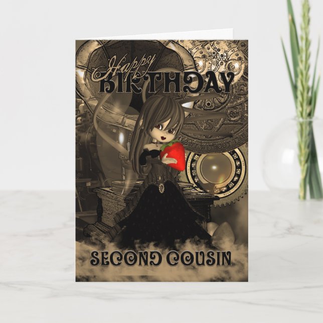 Second Cousin Birthday Card Steampunk Cutie Pie (Front)