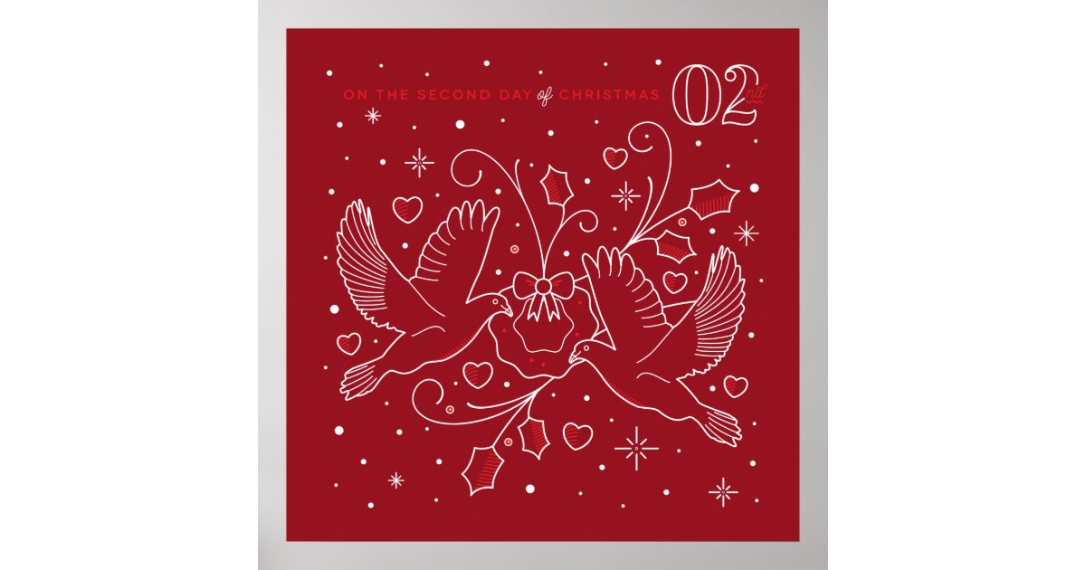 Second Day Of Christmas Poster 24x24 Zazzle co uk