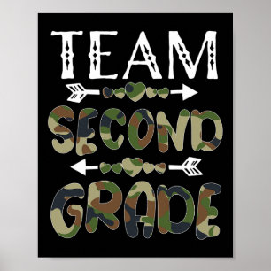 Second Grade Back To School 1st Day Camo Teachers  Poster