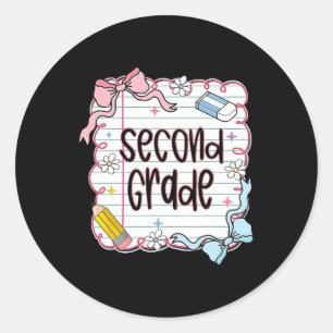 Second Grade Back To School 2nd Grade Coquette Tea Classic Round Sticker