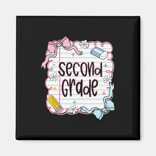 Second Grade Back To School 2nd Grade Coquette Tea Magnet (Front)