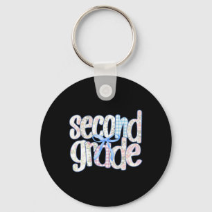 Second Grade Coquette Bow Teachers Kids First Day Key Ring