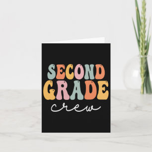 Second Grade Crew Retro Groovy Vintage First Day O Card