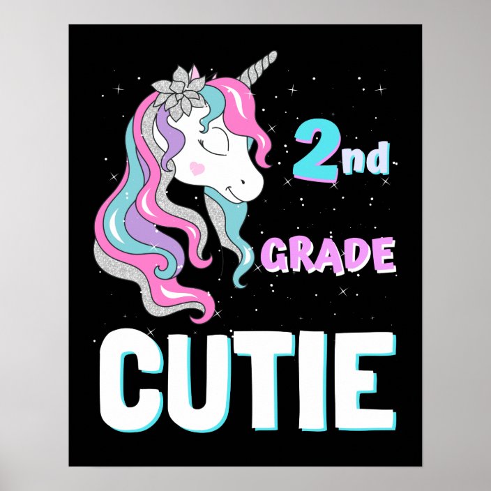 second-grade-cutie-unicorn-poster-zazzle-co-uk