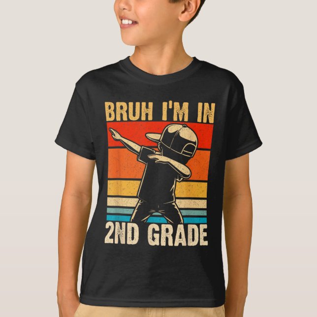 Second Grade Dabbing Boy Bruh I'm In 2nd Grade Stu T-Shirt (Front)