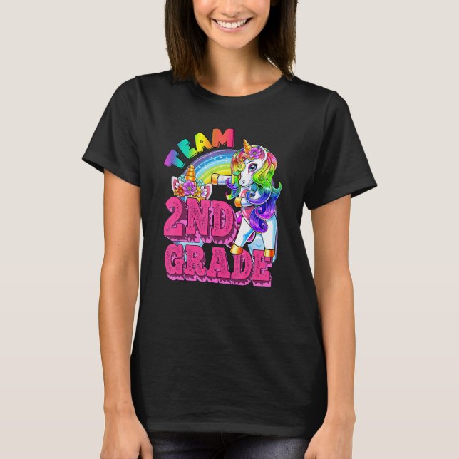 Second Grade Dabbing Unicorn Teacher Team 2nd Grad T-Shirt (Front)