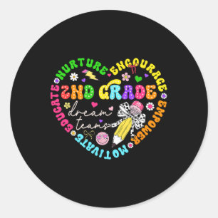 Second Grade Dream Team Teacher Women Girl Back To Classic Round Sticker