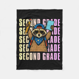 Second Grade Funny Racoon Back To School 2nd Fleece Blanket