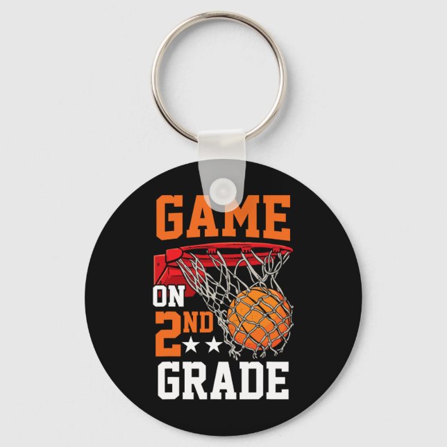 Second Grade Game On Basketball Back To School 2nd Key Ring (Front)